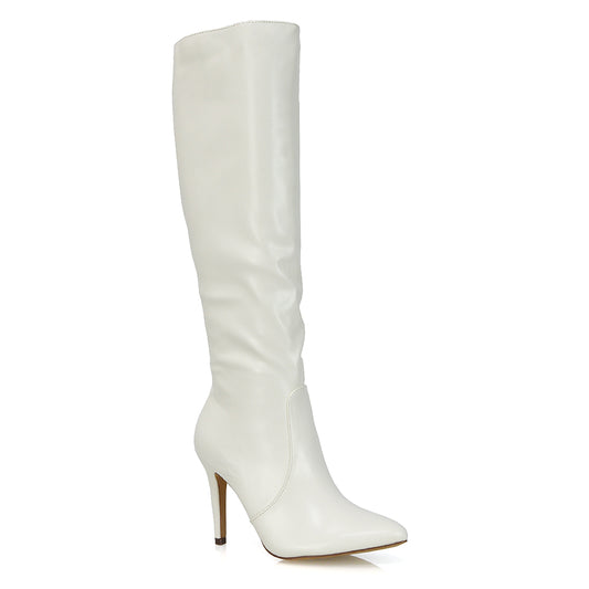 White | XY London | ,,,,White Knee High Boots, White Heeled Boots, White Long Boots
