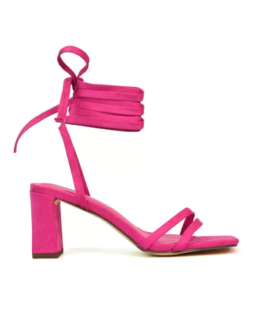 Pink | XY London | pink heels,pink high heels,pink lace up heels,pink block heels