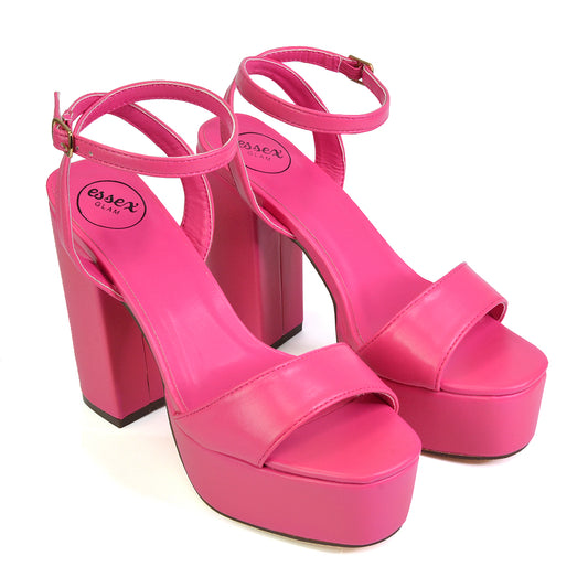 Pink | XY London | pink heels,pink high heels,pink block heels,pink platform heels,pink strappy heels