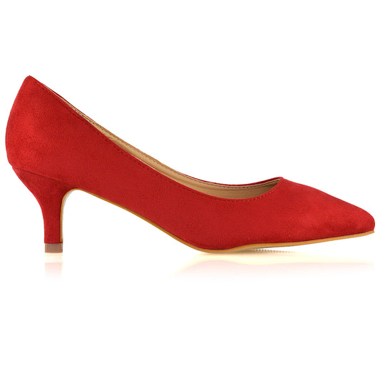 red evening heels, red slip on pointed toe heeled court shoes, evening heels, slip on pointed toe heeled court shoes