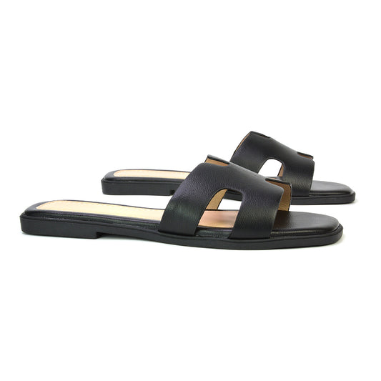 black sandals, black flat sandals, sandals, flat sandals