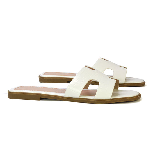 white sandals, white flat sandals, sandals, flat sandals