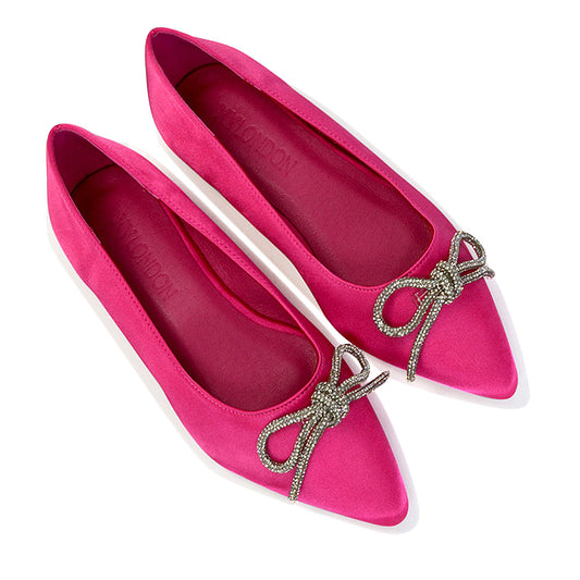 Fuchsia | XY London | pink pumps,pink pump shoes,pink ballerina shoes,pink flats,pink diamante pumps
