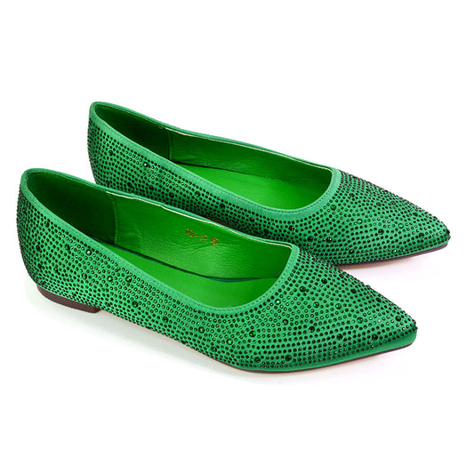 Green | XY London | green ballerina pumps,green pumps,green pump shoes,green bridal flats,green bridal flat shoes