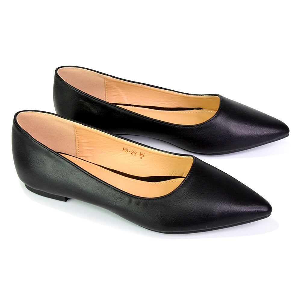 Bubbles Bridal Flats Pointed Toe Wedding Slip on Flat Ballerina Pump Shoes in Black Black UK EU 38 US