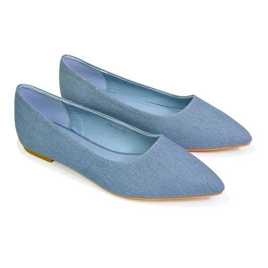 Denim | XY London | blue pumps,blue pump shoes,blue ballerinas ,blue ballerina shoes,blue flats