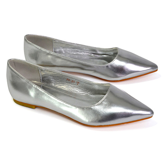 Silver | XY London | silver pumps,silver pump shoes,silver ballerinas ,silver ballerina shoes,silver flats