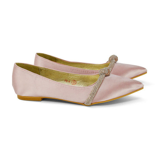 Pink | XY London | Pink Pumps,Pink Pointed Toe,Pink Diamante Pumps,Pink Flats,Pink Diamante Shoes