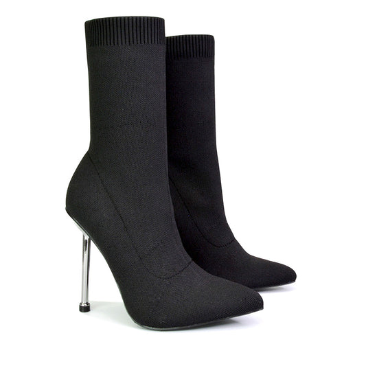 black | XY London | black sock boots,black heeled boots,black ankle boots,black sock boot heels,black boots