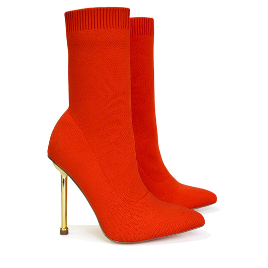 Orange | XY London | orange boots,orange ankle boots,orange heeled boots,orange sock boots,orange sock boot heels