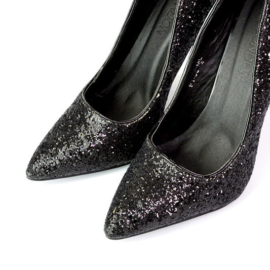 Black | XY London | black heels,black high heels,black court heels,black stilettos,black glitter heels