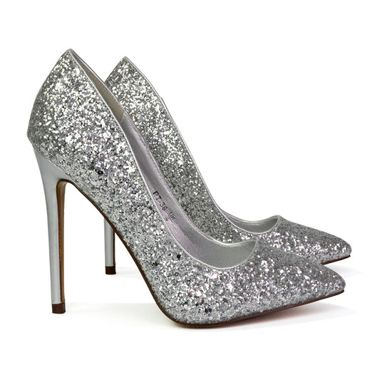 Silver | XY London | silver heels,silver high heels,silver court heels,silver stilettos,silver glitter heels