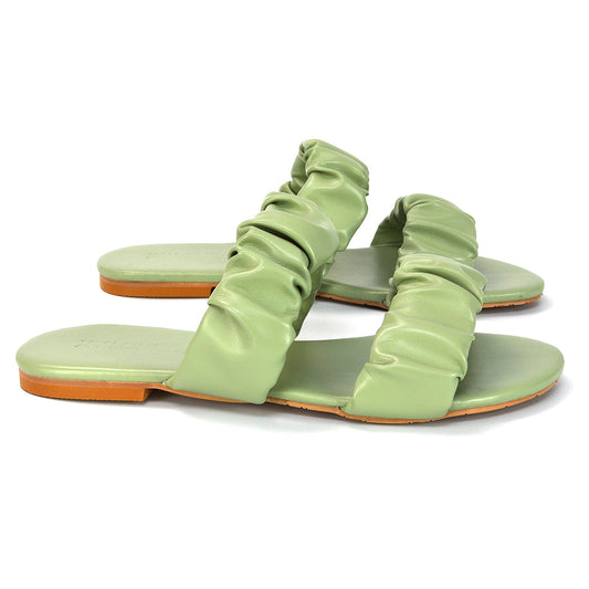 Green | XY London | Mint Sliders,Mint Flat Sandals,Mint Double Strap Sandals,Mint Ruched Sandals,Mint Strappy Sandals