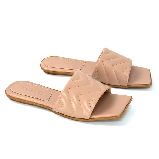 Nude | XY London | Nude Quilted Strap Sandals,Nude Square Toe Sliders,Nude Quilted Square Toe Sliders,Nude Square Toe Sandals,Nude Sliders,Nude Sandals