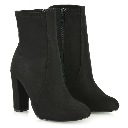 Black Faux Suede | XY London | sock boots, sock boot heels, sock ankle boots