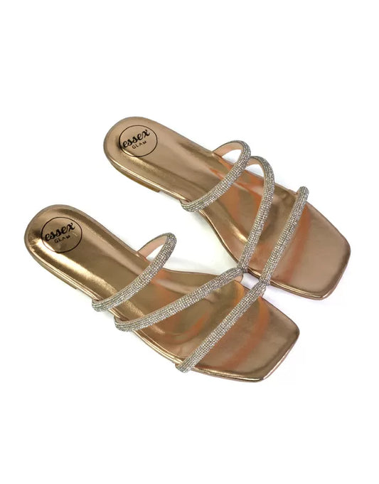 Rose Gold | XY London | rose gold sandals,rose gold flat sandals,rose gold bridal shoes,rose gold bridal flats,rose gold diamante sandals