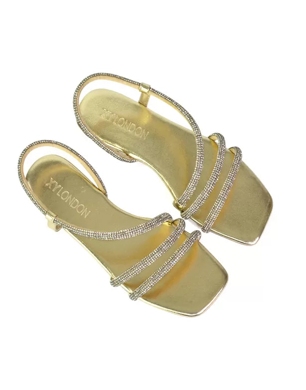 Diamante Flat Sandals Square Toe Sandals XY London
