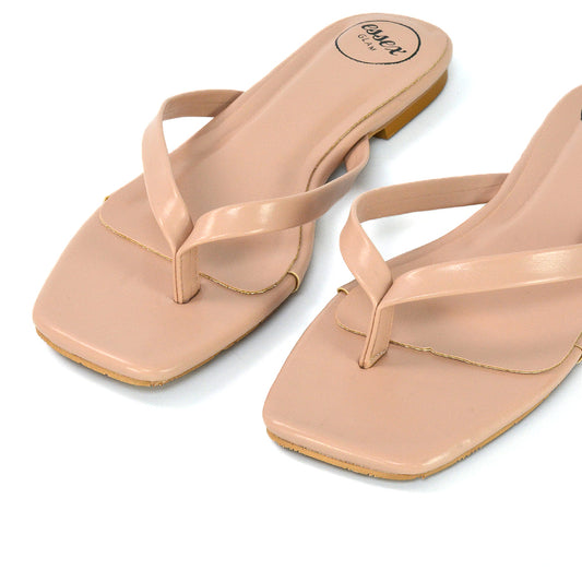 Nude Synthetic Leather | XY London | Nude Sandals,Nude Flip Flops,Nude Square Toe Sandals,Nude Square Toe Shoes,Nude Toe Post Sandals