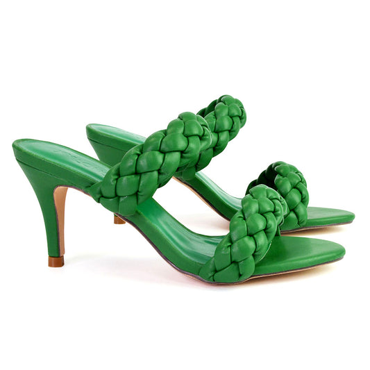 Green | XY London | green heels,green high heels,green mid heels,green mules,green woven strap heels