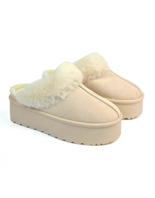 Black | XY London | beige slippers ,beige faux fur slippers,beige flats,beige flat slippers
