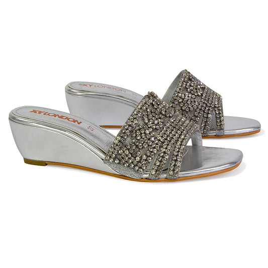 Silver | XY London | silver wedge heels,silver heels