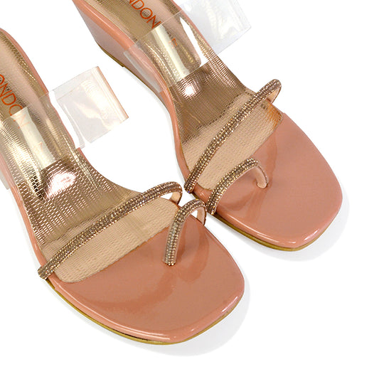 Beige | XY London | beige wedges,beige wedge heels,beige wedge sandals,beige diamante wedges,diamante wedge heels