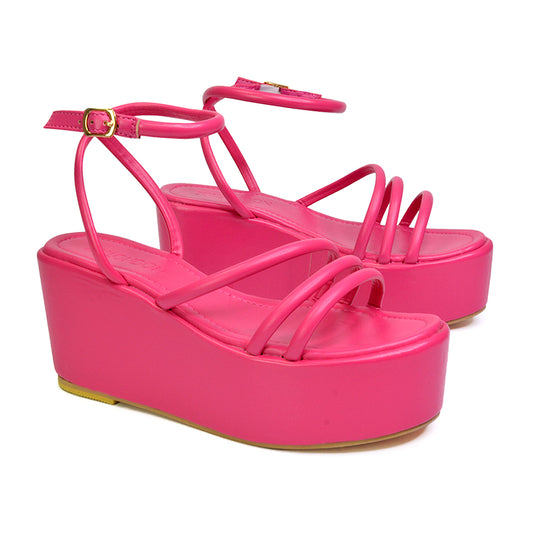 Fuchsia | XY London | pink wedges,pink wedge heels,pink sandal wedge heels,pink platform wedges,pink heels