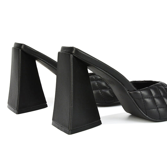 Black | XY London | Black Heels,Black Flared Heels,Black Sculptured Heels,Black Block Heels,Black Square Toe Heels