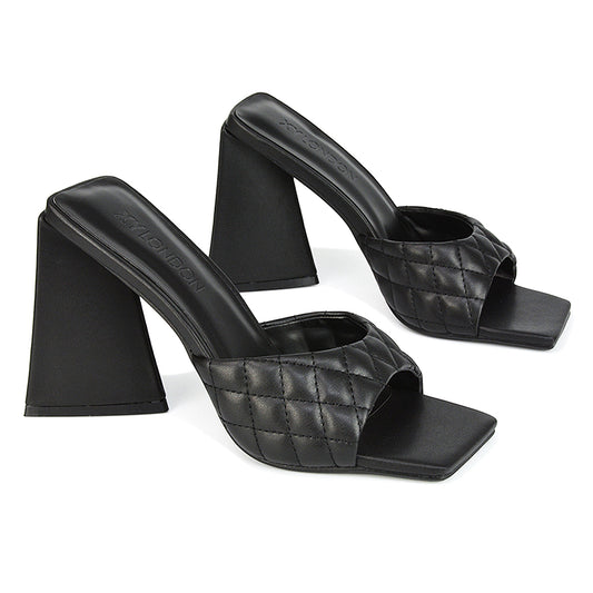 Black | XY London | Black Heels,Black Flared Heels,Black Sculptured Heels,Black Block Heels,Black Square Toe Heels