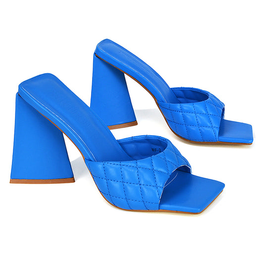Blue | XY London | Blue Heels,Blue High Heels,Blue Sculptured Heels,Blue Flared Heels,Blue Quilted Heels