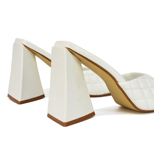 White | XY London | White Heels,White Flared Heels,White Sculptured Heels,White Block Heels,White Square Toe Heels