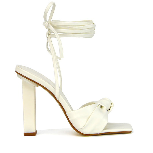 White | XY London | White Strappy Heels,White Lace Up Heels,White Block Heels,White Square Toe Heels,White Heels,White High Heels,White Strappy Heels,White Block High Heels