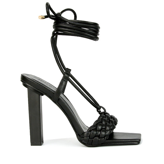 Black | XY London | Black Block Heels,Black Woven Sandals,Black Woven Heels,Black Square Toe Heels,Black Heels,Black High Heels, Black Heels, Black Woven Sandals,Black Lace Ups,Black Lace Up Heels