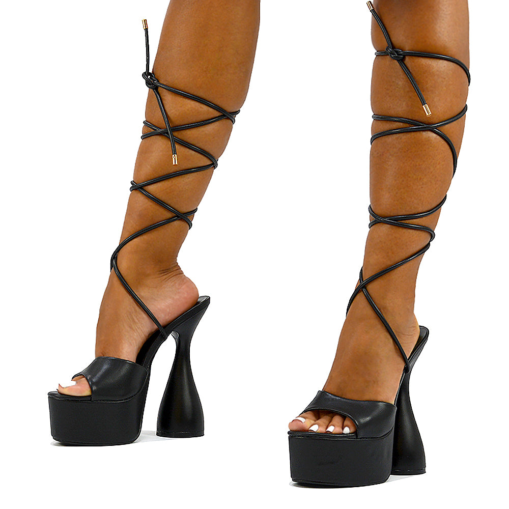 Lace Up Heels Sculptured Heels XY London1