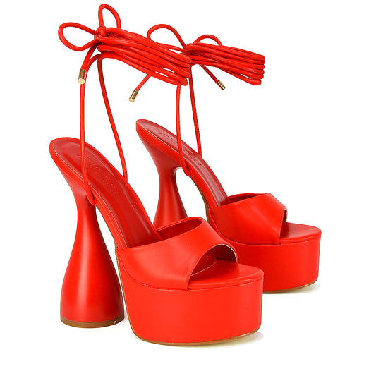 Red | XY London | Red Platform Heels,Red Lace Up Heels,Red Sculptured Heels,Red Strappy Heels,Red Heels,Red High Heels,Red Flared Heels,Red Block Heels
