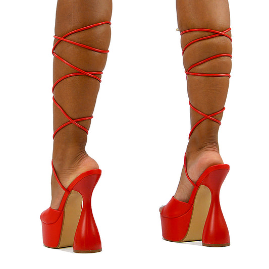 Red | XY London | Red Platform Heels,Red Lace Up Heels,Red Sculptured Heels,Red Strappy Heels,Red Heels,Red High Heels,Red Flared Heels,Red Block Heels