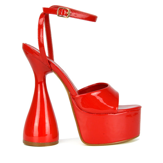 Red | XY London | Red Platform Heels,Red Cylinder Heels,Red Statement Heels,Red Sculptured Heels