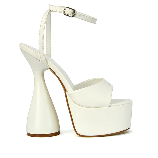 White | XY London | White Platform Heels,White Statement Heels,White Sculptured Heels,White Strappy Heels