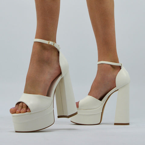  | XY London | White Heels,White High Heels,White Platform Heels
