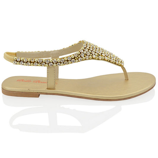 gold | XY London | gold sandals,gold flat sandals,gold diamante sandals,gold diamante flat sandals