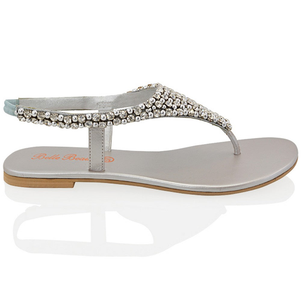silver | XY London | silver sandals,silver flat sandals,silver diamante sandals,silver diamante flat sandals