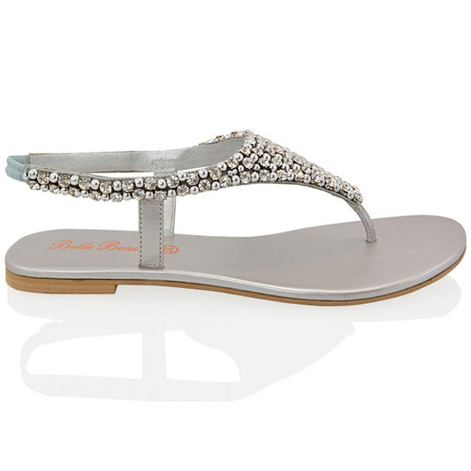 silver | XY London | silver sandals,silver flat sandals,silver diamante sandals,silver diamante flat sandals