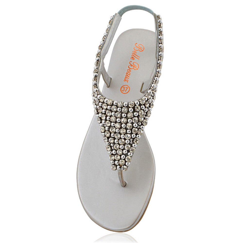 silver | XY London | silver sandals,silver flat sandals,silver diamante sandals,silver diamante flat sandals