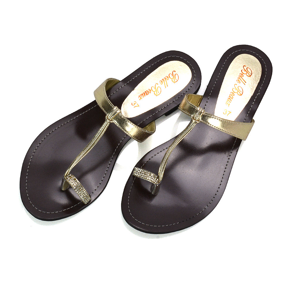 GOLD | XY London | gold diamante sandals,womens holiday shoes,gold summer sandals,ladies flip flops,diamante shoes