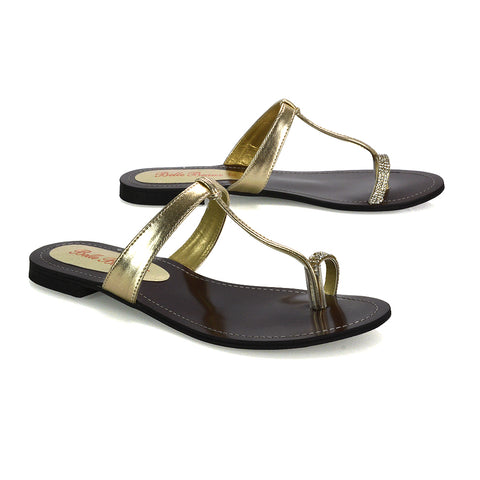 GOLD | XY London | gold diamante sandals,womens holiday shoes,gold summer sandals,ladies flip flops,diamante shoes