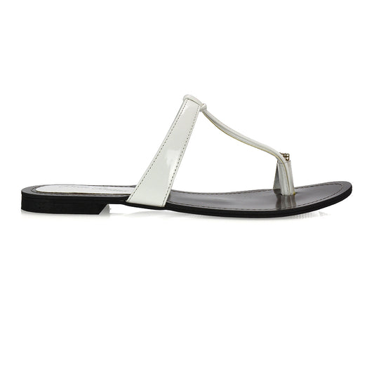 WHITE | XY London | white patent sandals ,summer sandals,diamante sandals ,toe post sandals ,flat shoes
