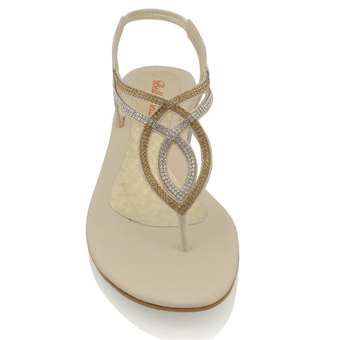 NUDE | XY London | nude sandals , flat diamante sandals ,summer shoes for womens , t bar sandals ,sandals with straps , holiday shoes
