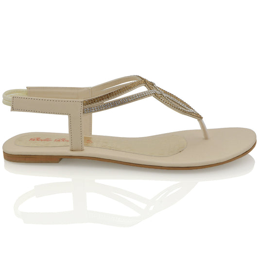 NUDE | XY London | nude sandals , flat diamante sandals ,summer shoes for womens , t bar sandals ,sandals with straps , holiday shoes