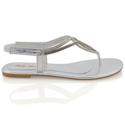 SILVER | XY London | diamante sandals , women's flat sandals ,sandals with straps , flat diamante sandals ,summer sandals for women , holiday wear