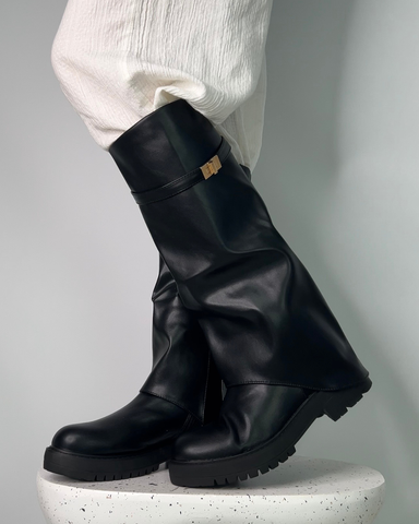 fold over boots black